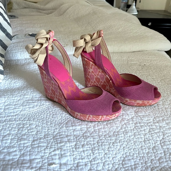 Stuart Weitzman and Theodora & Callum Ankle Wrap Wedges - Picture 3 of 8